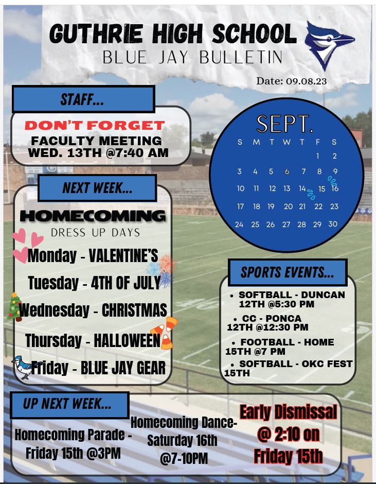 Guthrie Public Schools - Bluejay Bulletins